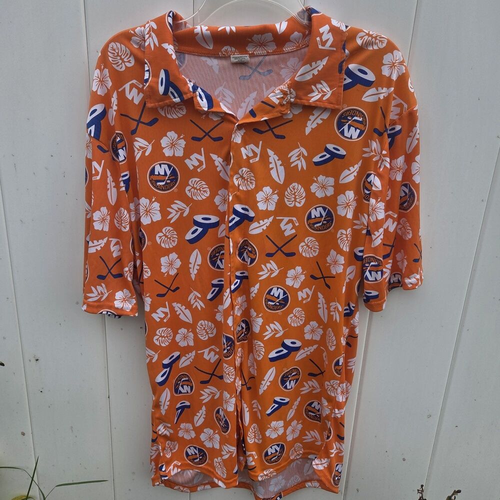 New York Islanders Hawaiian Shirt XL - NHL Hockey SGA Promo - Orange Floral